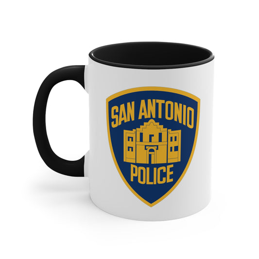 San Antonio Police Coffee Mug - Double Sided Black Accent White Ceramic 11oz by TheGlassyLass.com