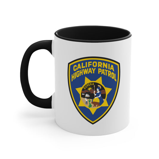 California Highway Patrol Coffee Mug - Double Sided Black Accent White Ceramic 11oz by TheGlassyLass