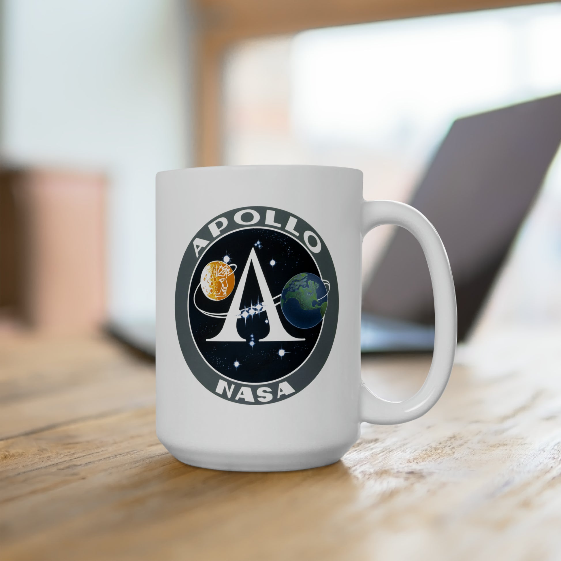 NASA Apollo Program Coffee Mug - Double Sided White Ceramic 15oz by TheGlassyLass.com