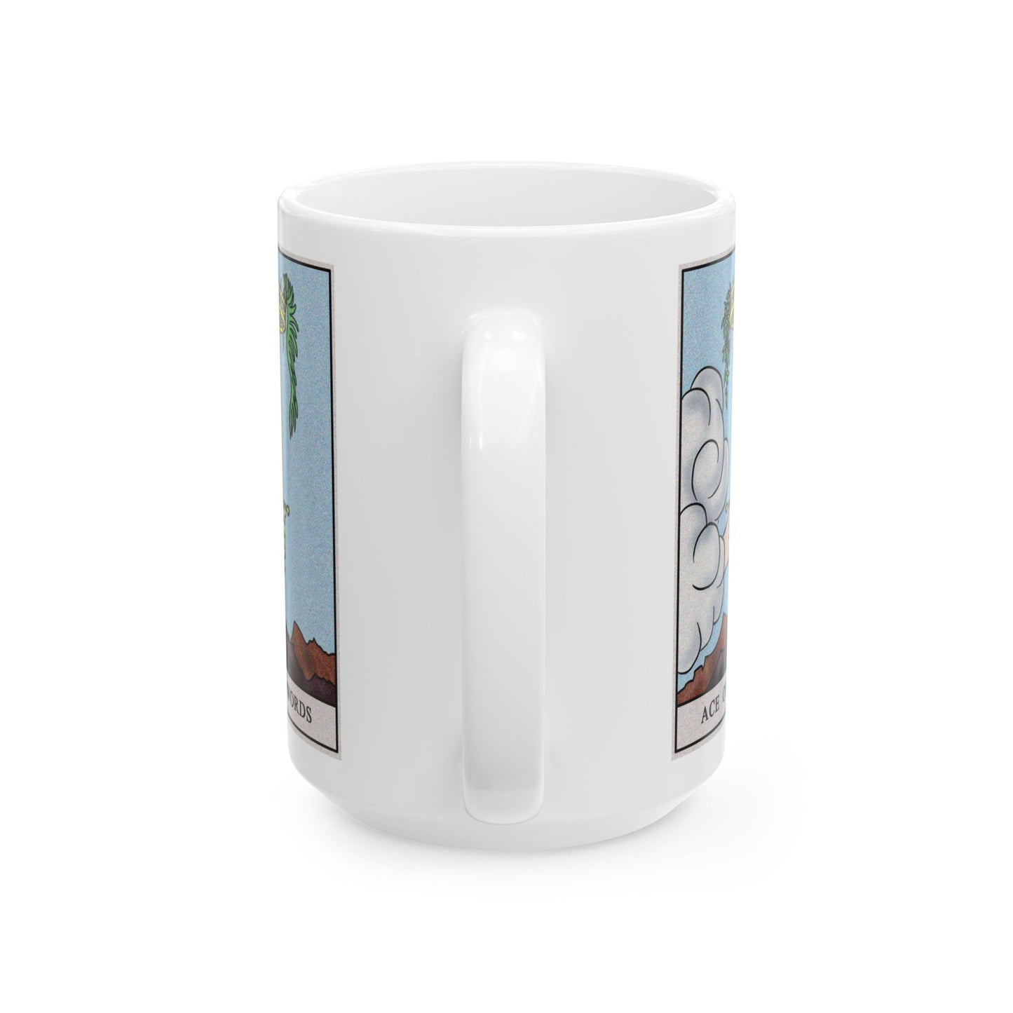 Ace of Swords Tarot Card Coffee Mug - Double Sided White Ceramic 15oz by TheGlassyLass.com