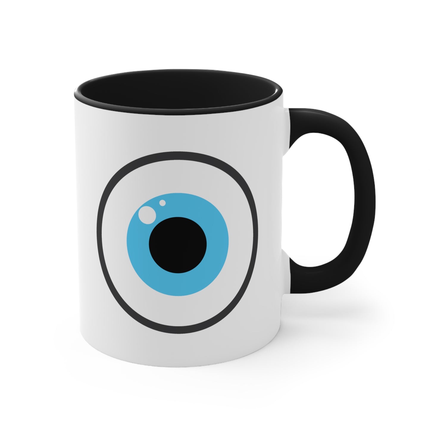 Eye on You Coffee Mug - Double Sided Black Accent White Ceramic 11oz by TheGlassyLass.com