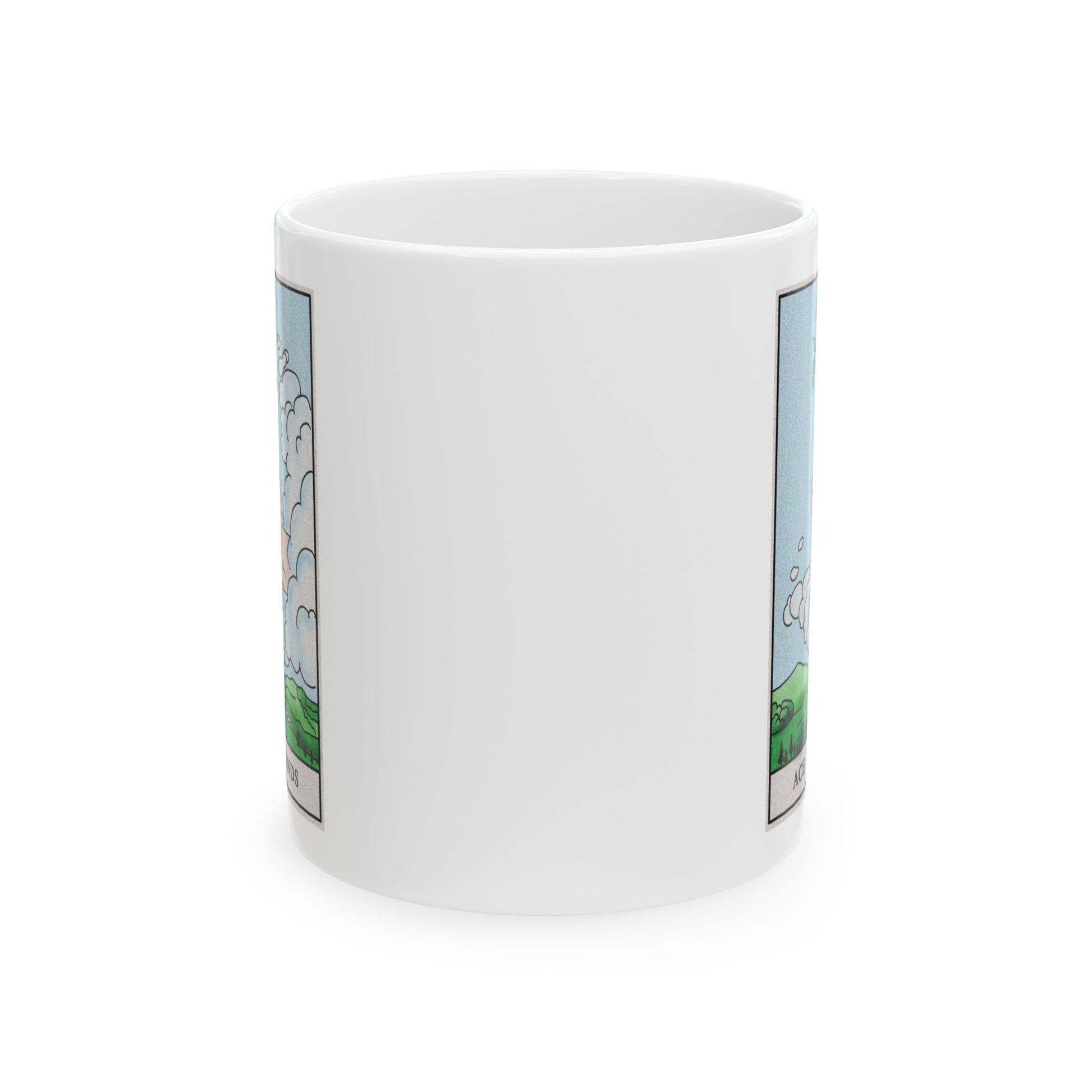 Ace of Wands Tarot Card Coffee Mug - Double Sided Print, White Ceramic, 11oz by TheGlassyLass.com