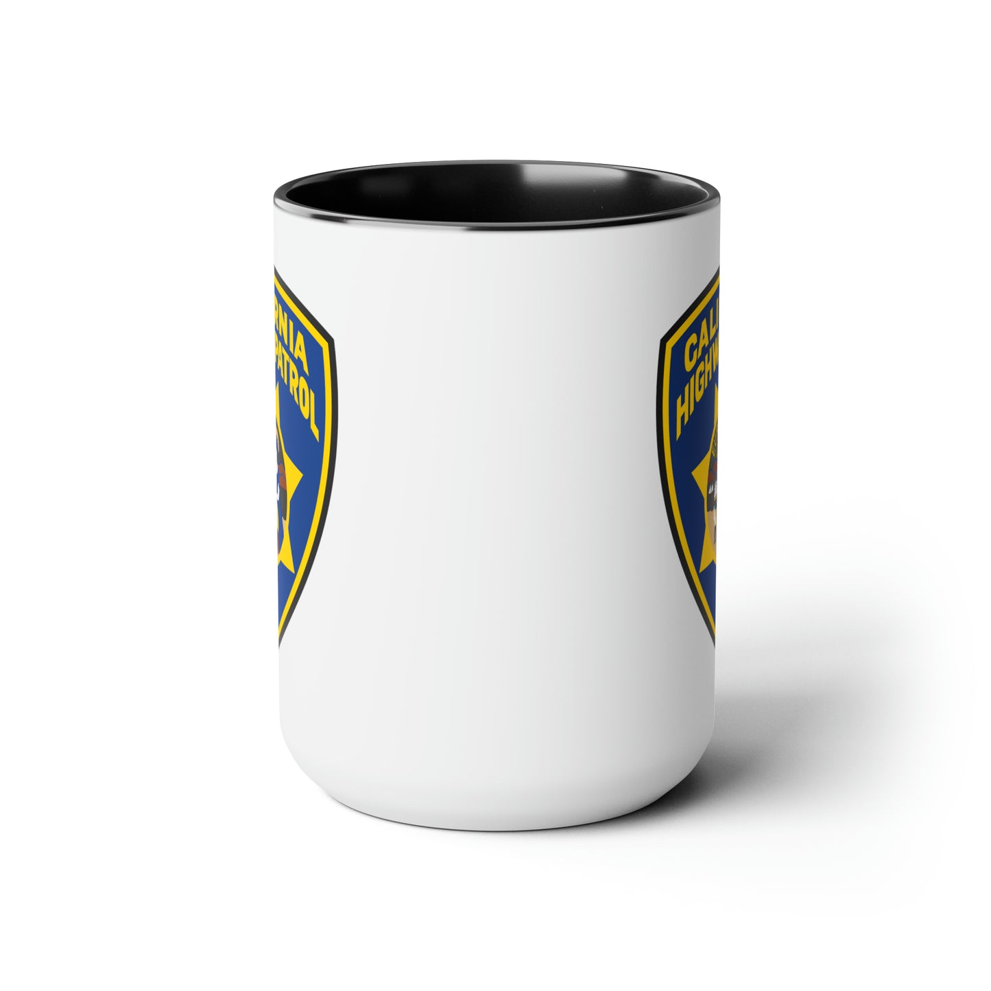 California Highway Patrol Coffee Mug - Double Sided Black Accent White Ceramic 15oz by TheGlassyLass