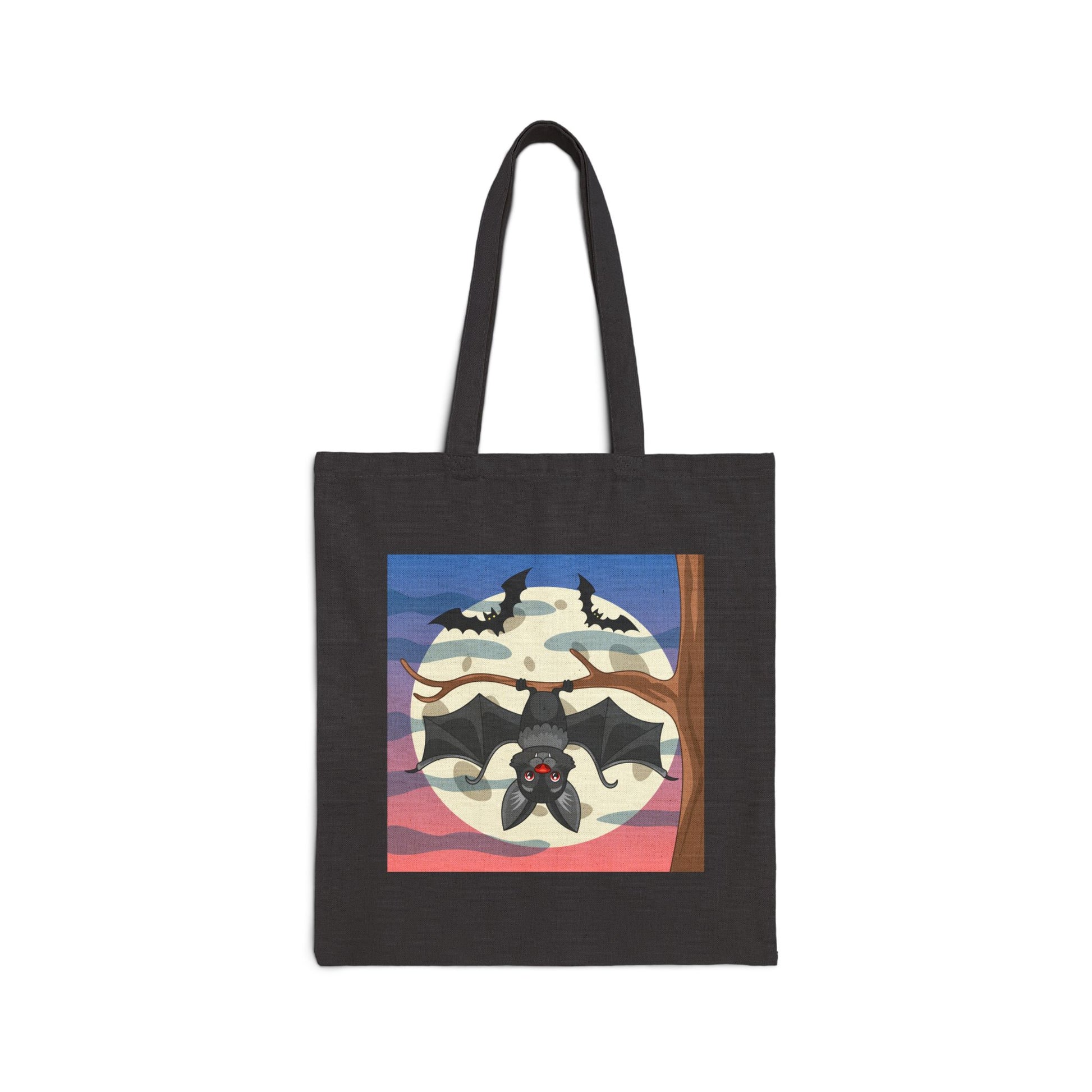 Bat Moon Haunted Halloween Trick or Treat Tote Bag - Heavyweight 100% Cotton Canvas by TheGlassyLass.com
