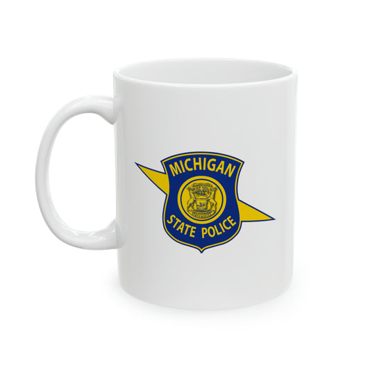 Michigan State Police Coffee Mug - Double Sided White Ceramic 11oz by TheGlassyLass.com