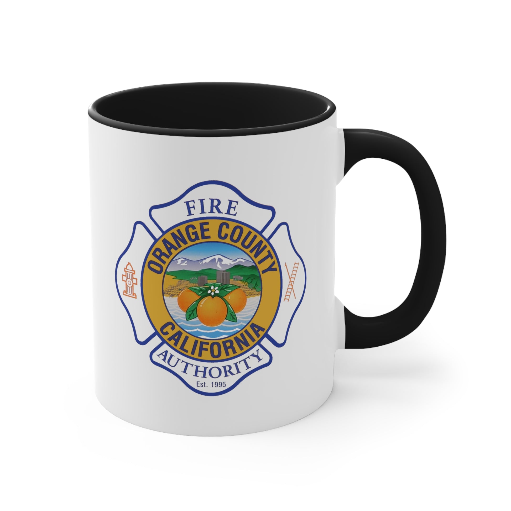 Orange County Fire Authority Coffee Mug - Double Sided Black Accent White Ceramic 11oz by TheGlassyLass.com