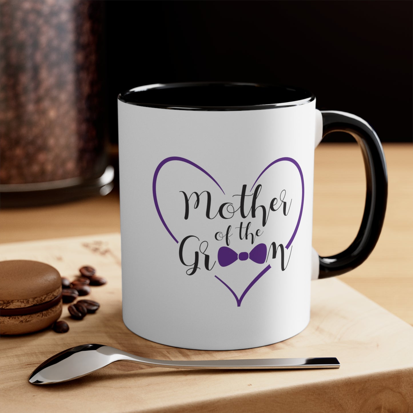 Mother of the Groom Coffee Mug - Double Sided Black Accent Ceramic 11oz by TheGlassyLass.com