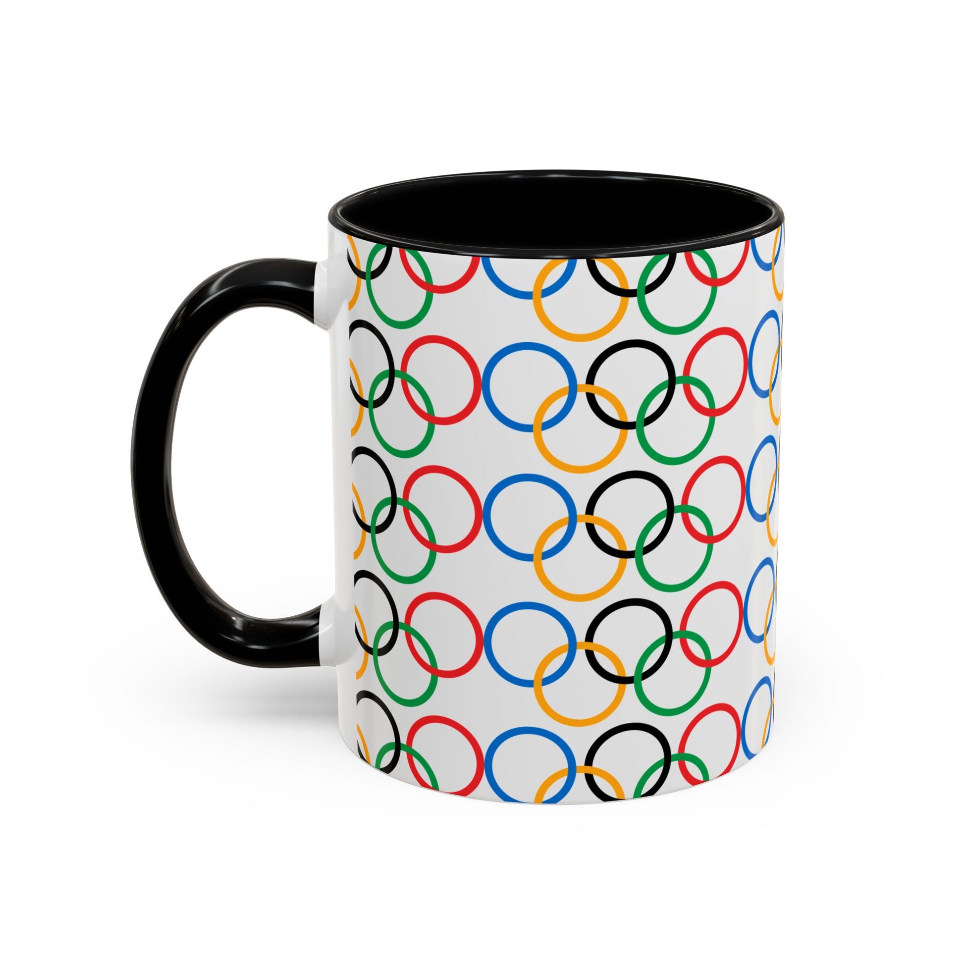 Olympic Fever Coffee Mug - Double Sided Black Accent White Ceramic 11oz by TheGlassyLass.com