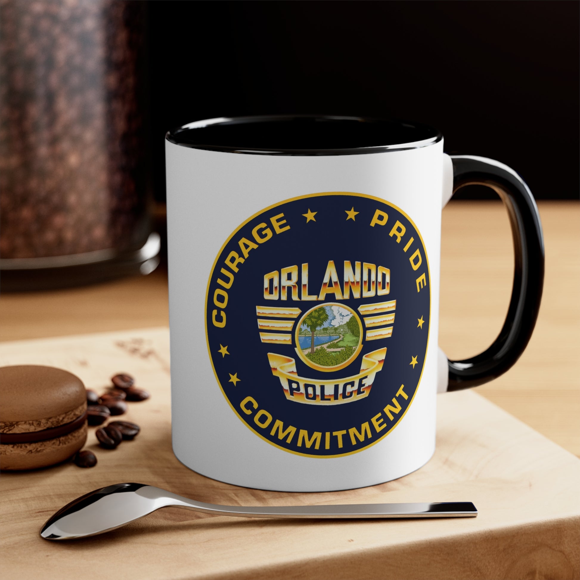 Orlando Police Coffee Mug - Double Sided Black Accent White Ceramic 11oz by TheGlassyLass.com