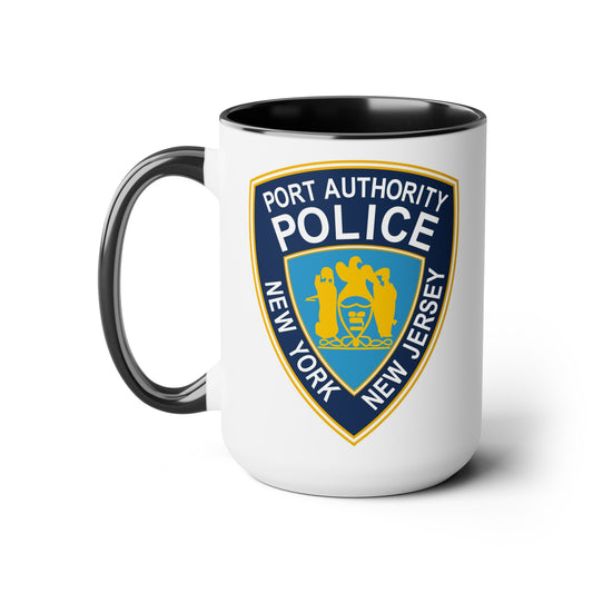 Port Authority Police Coffee Mug - Double Sided Black Accent White Ceramic 15oz by TheGlassyLass.com
