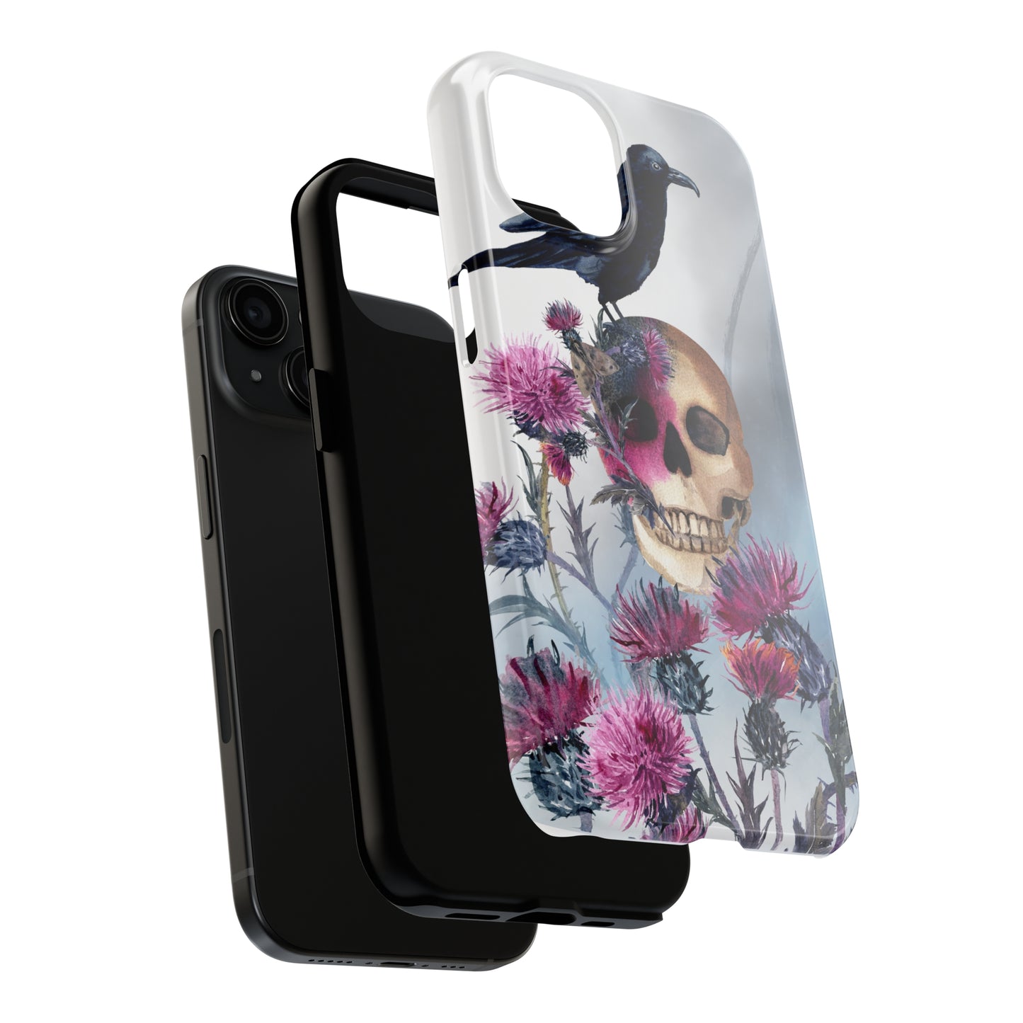 Quoth the Raven Skull: iPhone Tough Case Design - Wireless Charging - Superior Protection - Original Graphics by TheGlassyLass.com