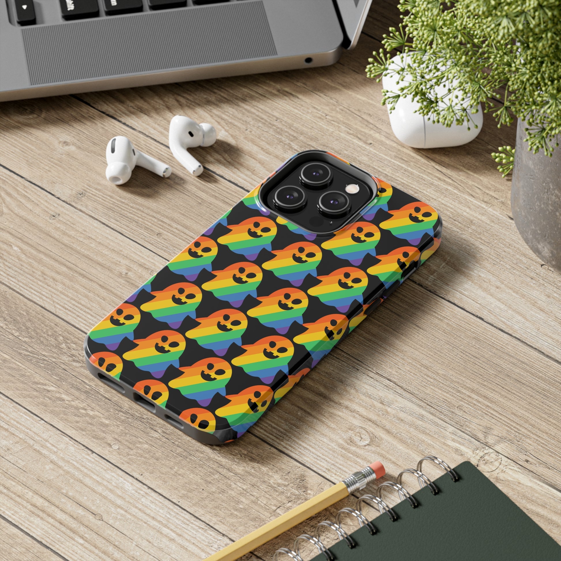 Ghost of Rainbow Pride: iPhone Tough Case Design - Wireless Charging - Superior Protection - Original Designs by TheGlassyLass.com