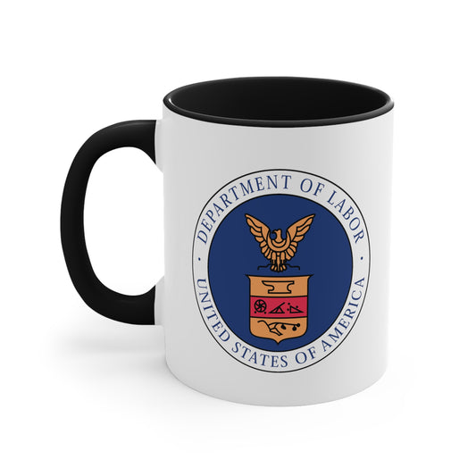Department of Labor Coffee Mug - Double Sided Black Accent White Ceramic 11oz by TheGlassyLass.com