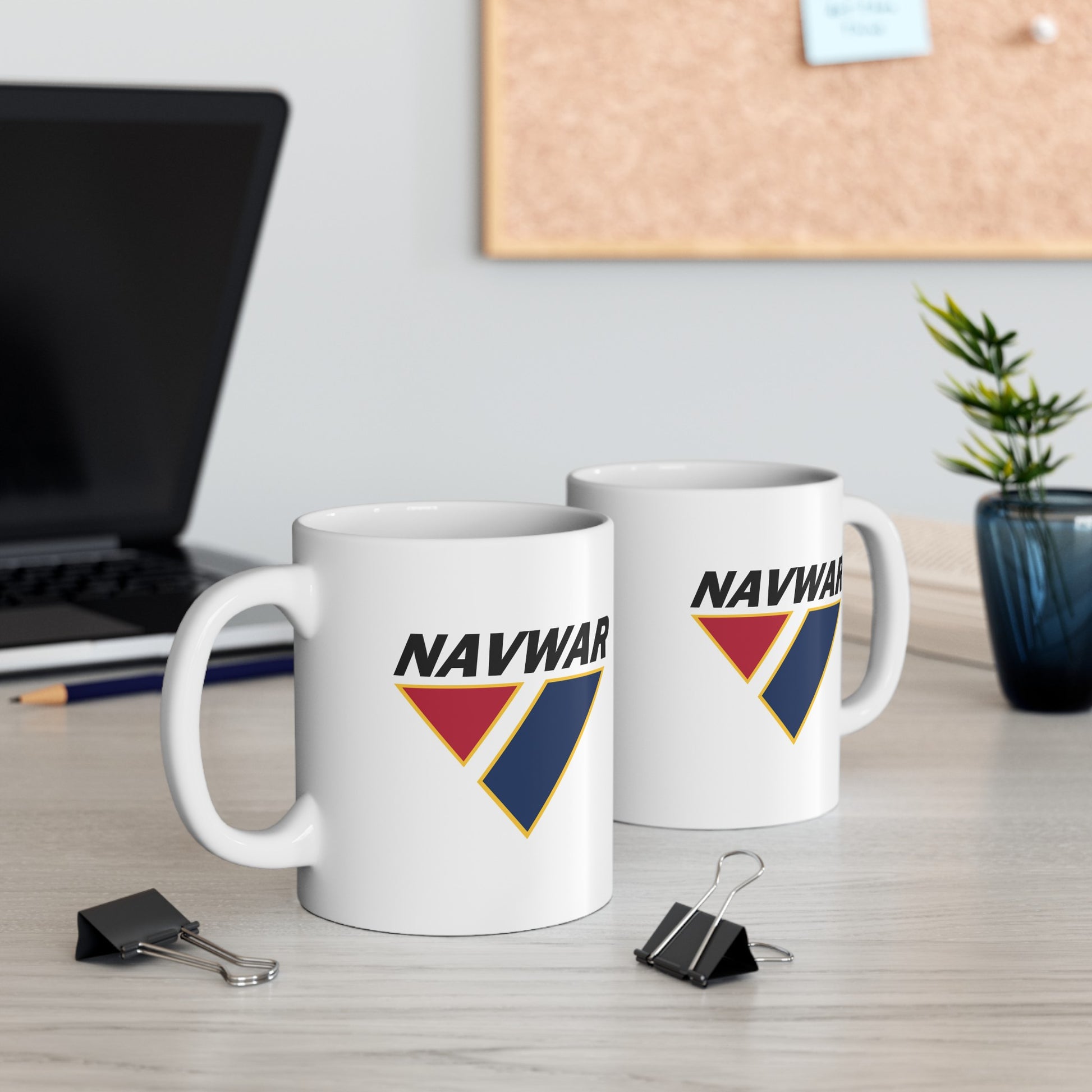 US Navy NAVWAR Coffee Mug - Double Sided Print White Ceramic 11oz by TheGlassyLass.com