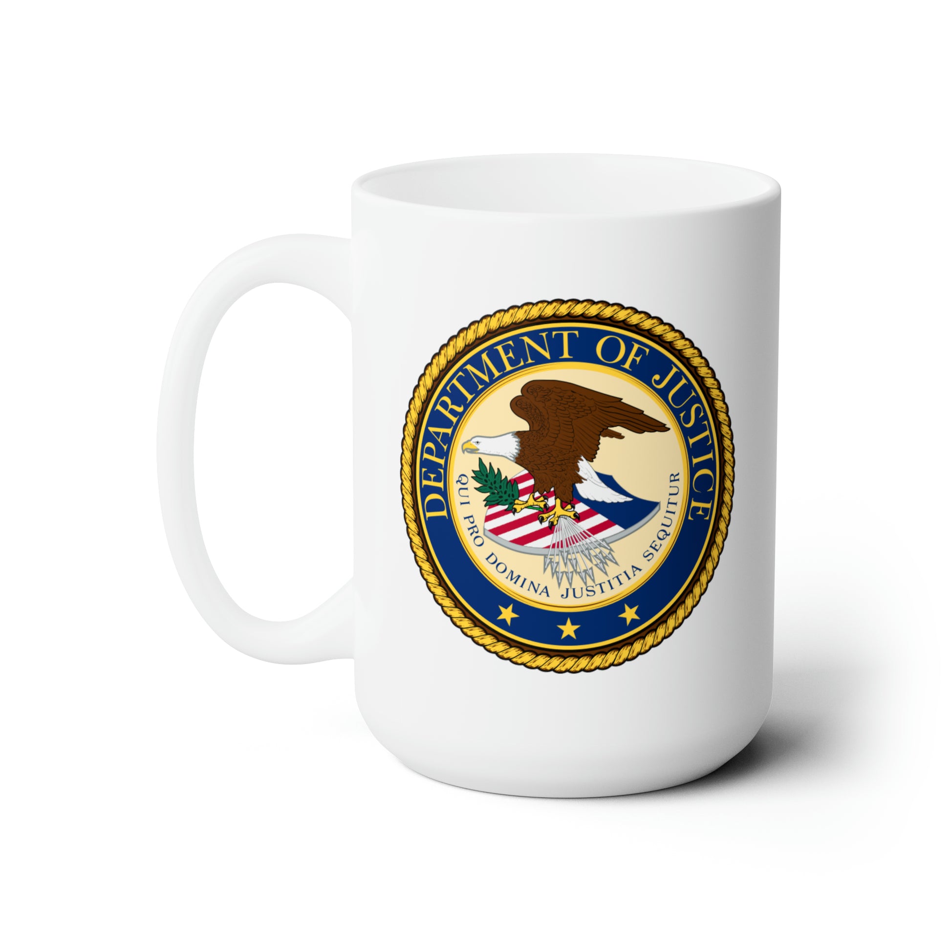 Department of Justice Coffee Mug - Double Sided White Ceramic 15oz by TheGlassyLass.com