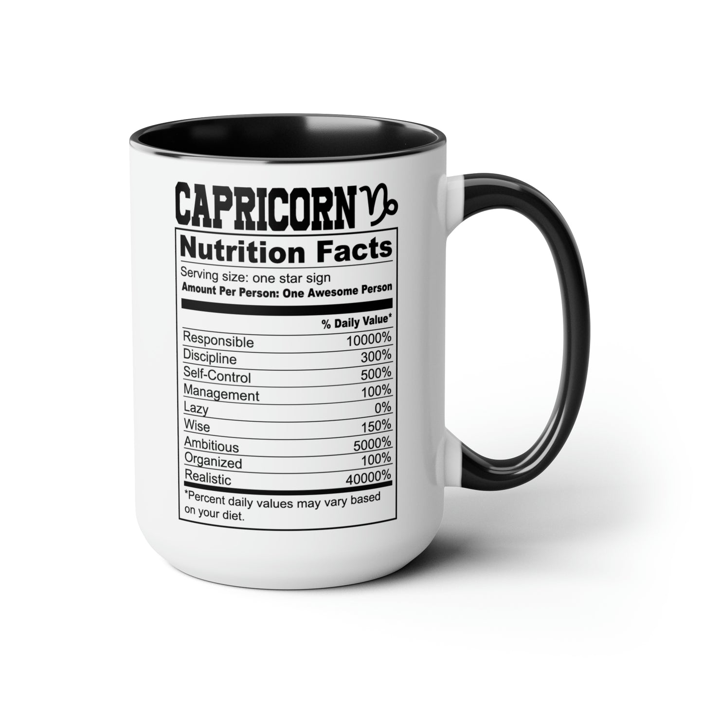 Capricorn Tarot Card Coffee Mug - Double Sided Black Accent Ceramic 15oz by TheGlassyLass.com