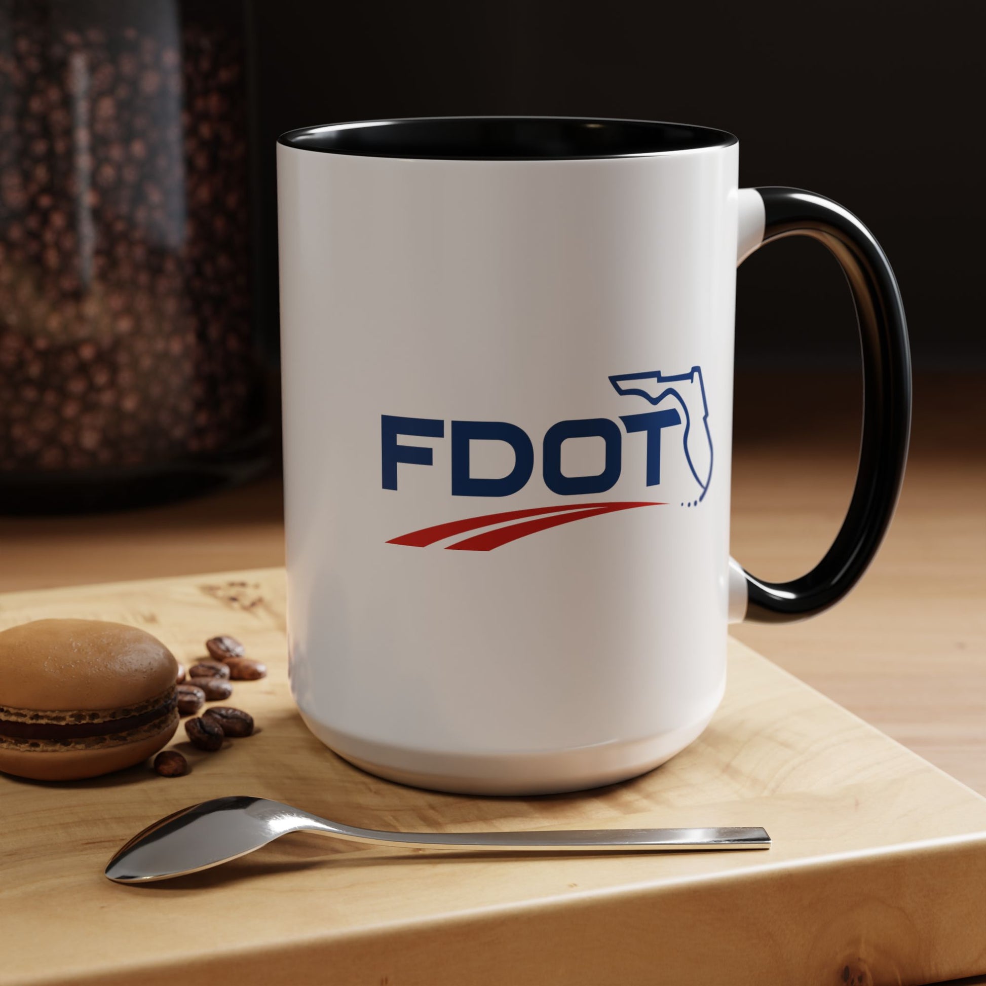 Florida Department of Transportation Coffee Mug - Double Sided Black Accent White Ceramic 15oz by TheGlassyLass.com