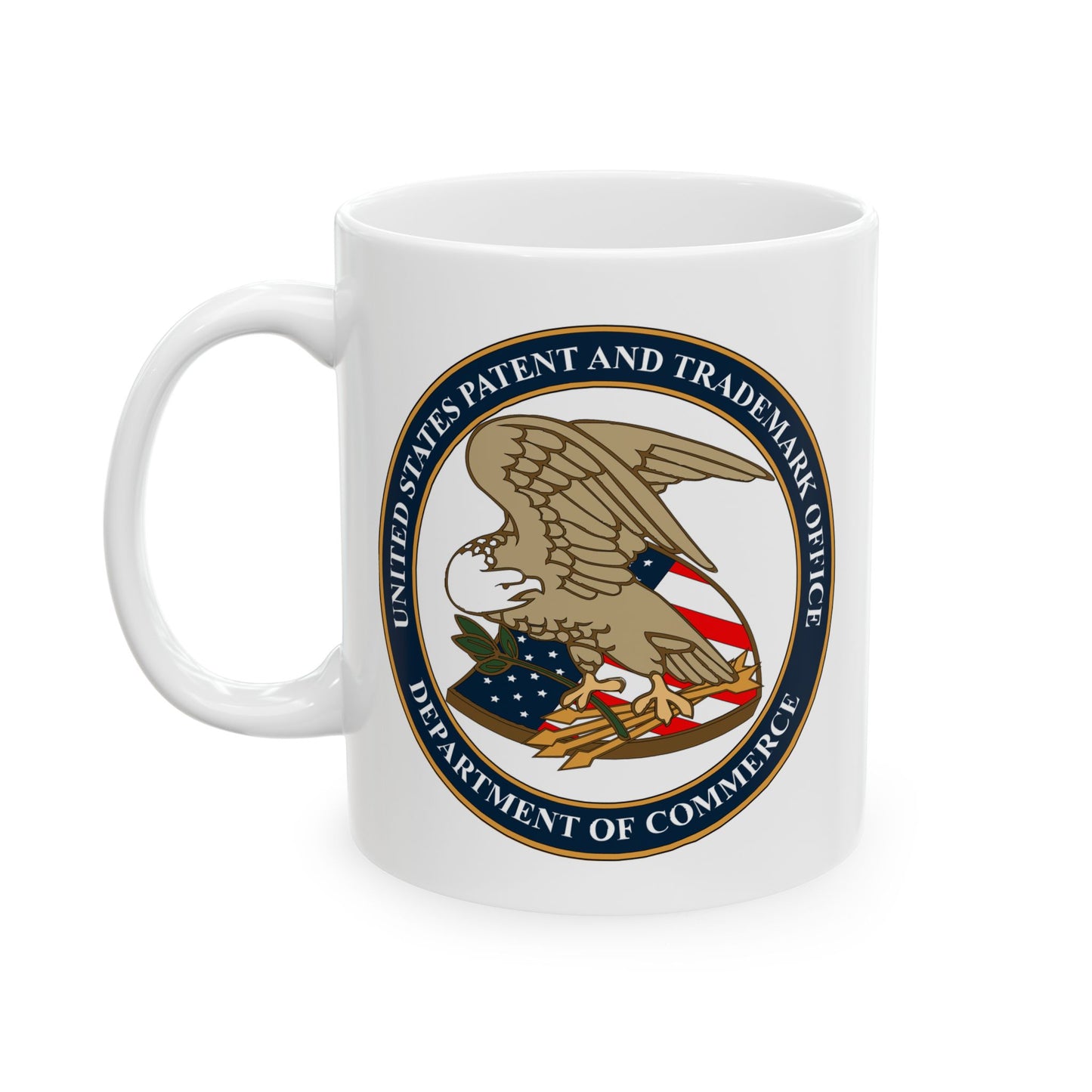 United States Patent and Trademark Office Coffee Mug - Double Sided Print, White Ceramic, 11oz by TheGlassyLass.com