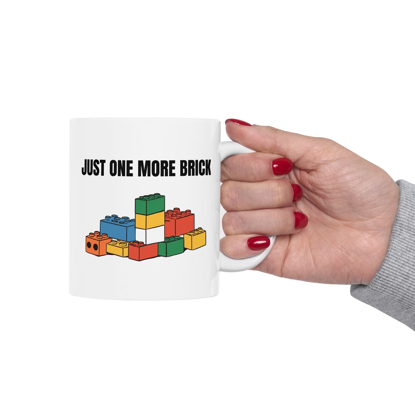 LEGO Just One More Brick Coffee Mug - Double Sided White Ceramic 11oz by TheGlassyLass.com