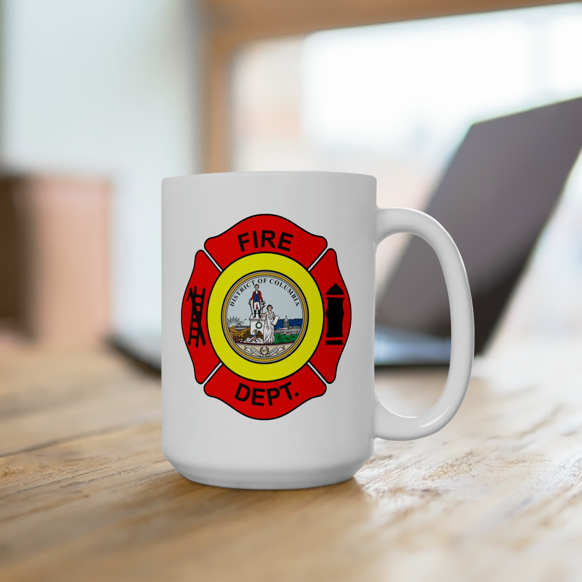 Washington DC Fire Department Coffee Mug - Double Sided White Ceramic 15oz by TheGlassyLass.com