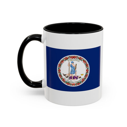 Commonwealth of Virginia State Flag - Double Sided Black Accent White Ceramic Coffee Mug 11oz by TheGlassyLass.com