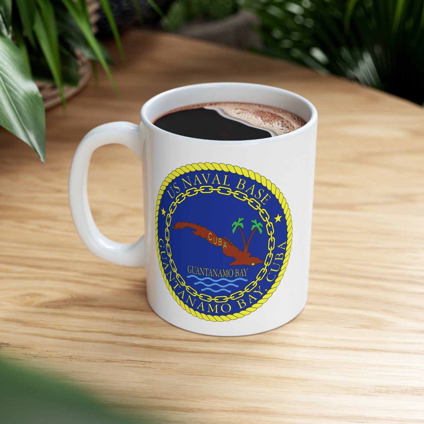 US Naval Base Guantanamo Bay Cuba Coffee Mug - Double Sided White Ceramic 11oz - by TheGlassyLass.com