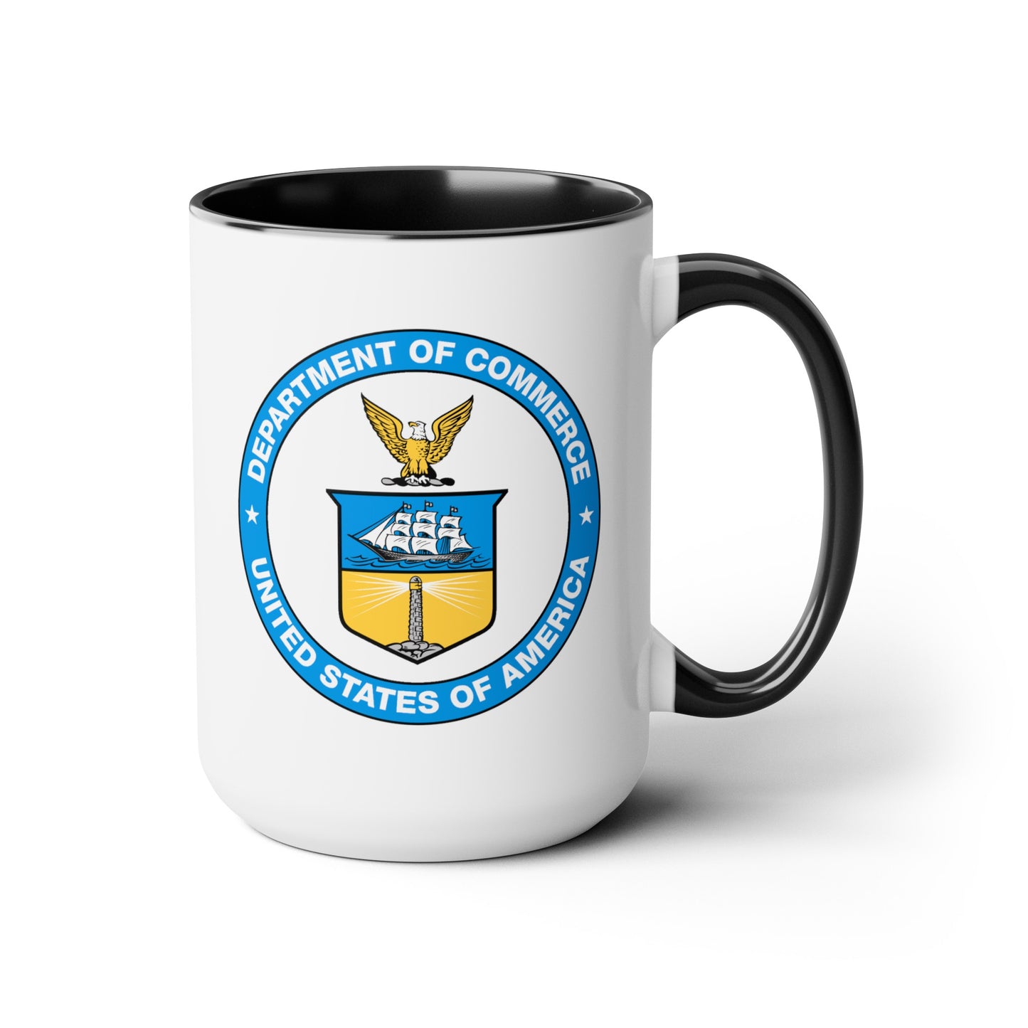 Department of Commerce Coffee Mug - Double Sided Black Accent White Ceramic 15oz TheGlassyLass