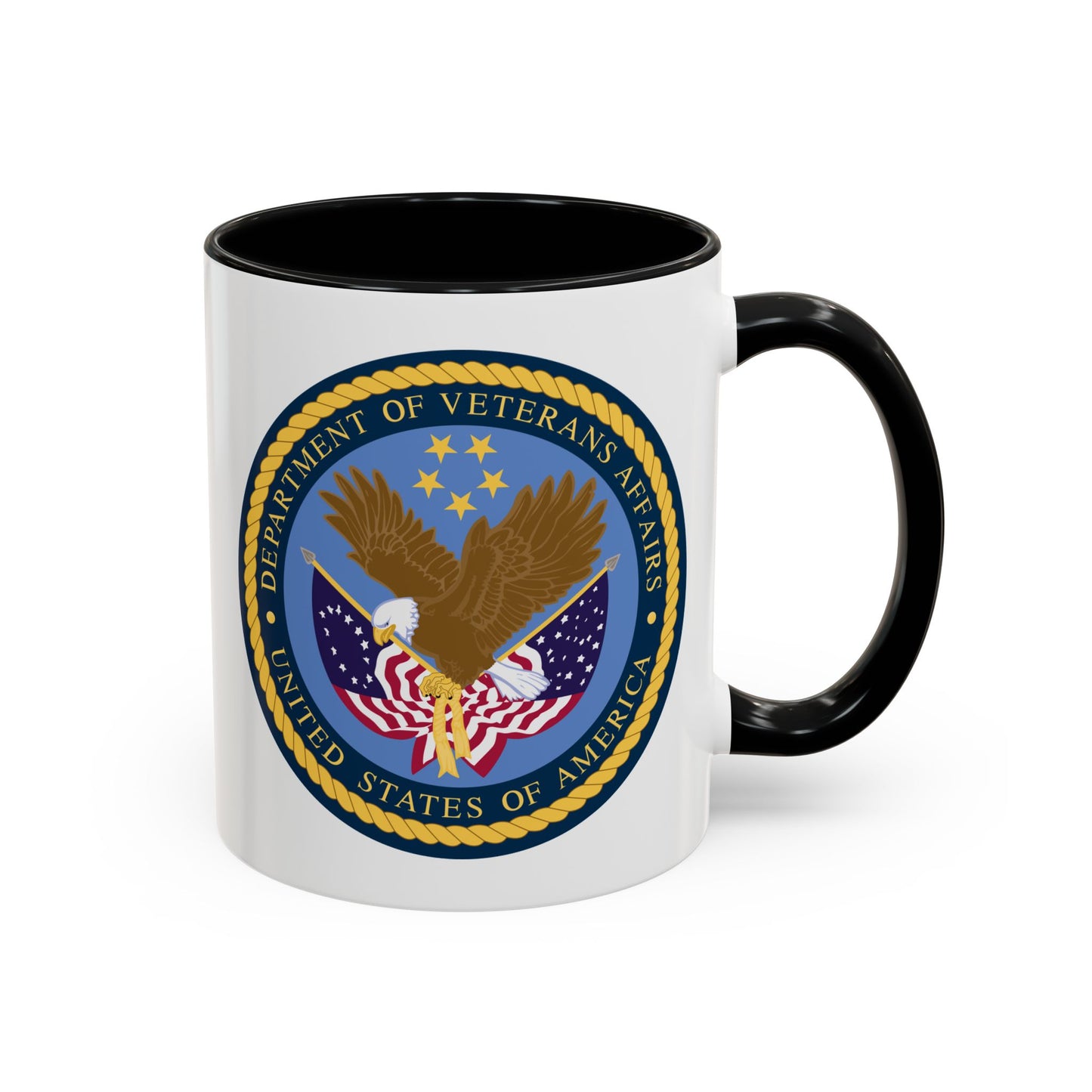 US Department of Veterans Affairs Coffee Mug - Double Sided Print, Black Accent White Ceramic, 11oz by TheGlassyLass.com