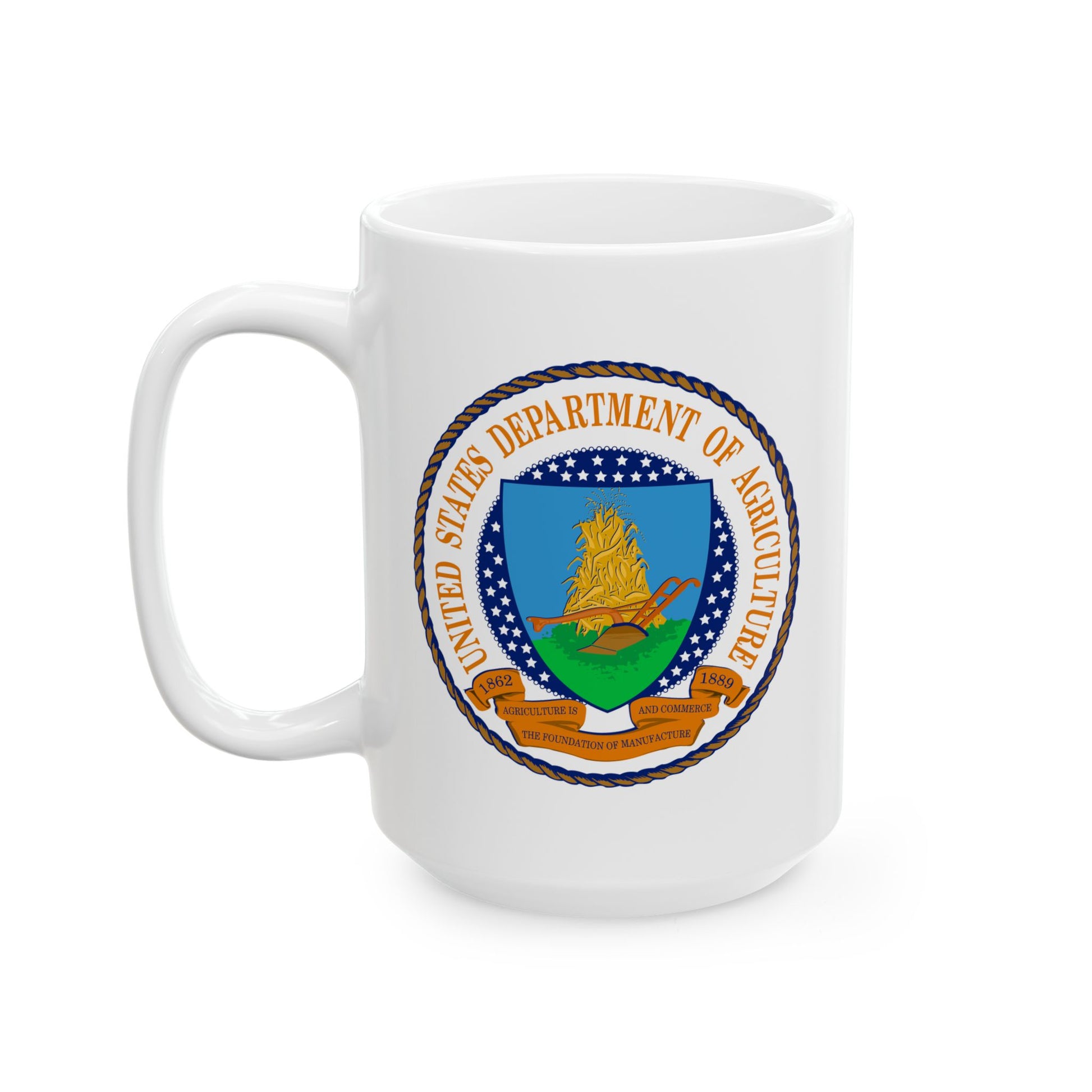 United States Department of Agriculture Seal Coffee Mug - Double Sided White Ceramic 15oz by TheGlassyLass.com