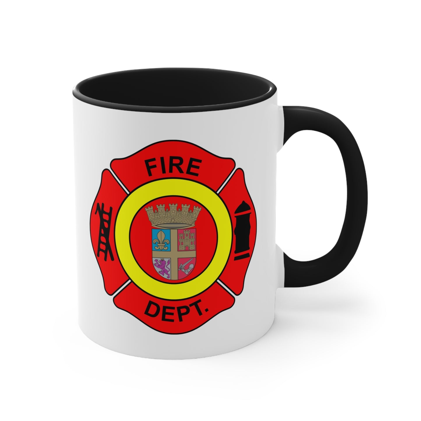 St Augustine Fire Department Coffee Mug - Double Sided Black Accent White Ceramic 11oz by TheGlassyLass.com