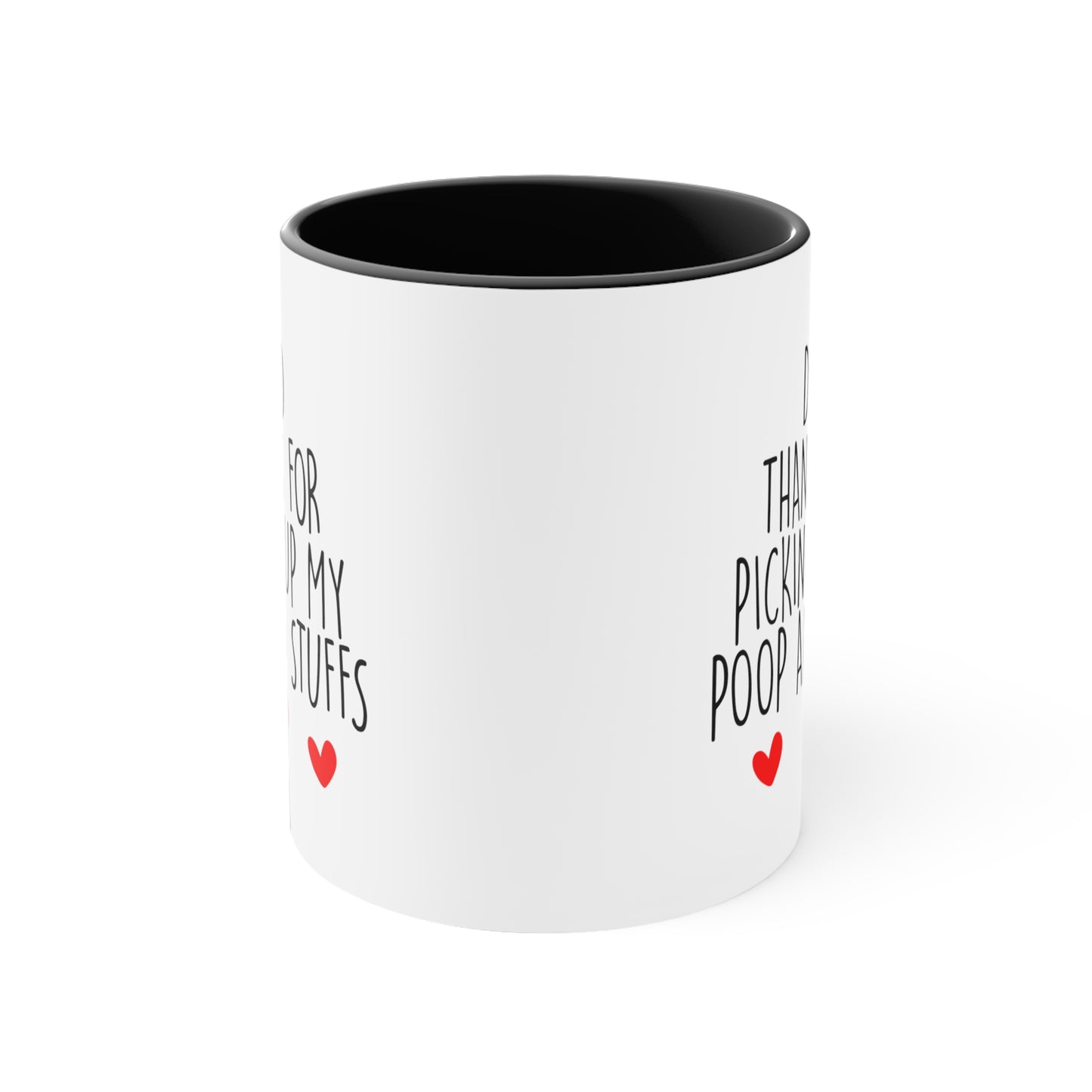 Dog Poop Coffee Mug - Double Sided Black Accent White Ceramic 11oz by TheGlassyLass.com