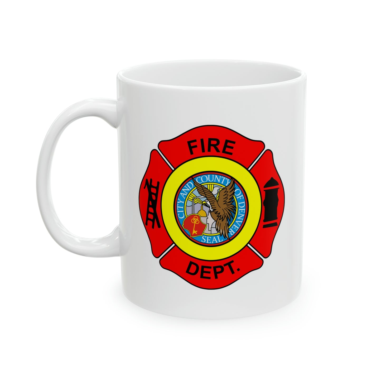 Denver Fire Department Coffee Mug - Double Sided White Ceramic 11oz by TheGlassyLass.com