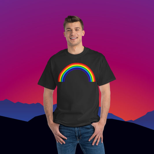 Rainbow T-Shirt: (Hanes Beefy-T 100% Preshrunk Cotton Custom Printed by TheGlassyLass.com