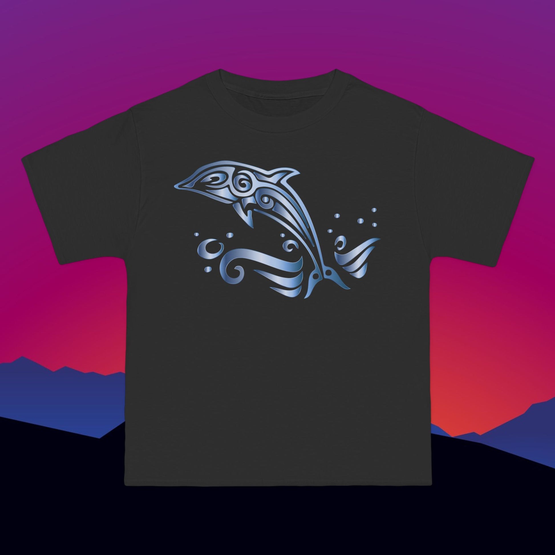 Dolphin T-Shirt: (Hanes Beefy-T 100% Preshrunk Cotton Custom Printed by TheGlassyLass.com