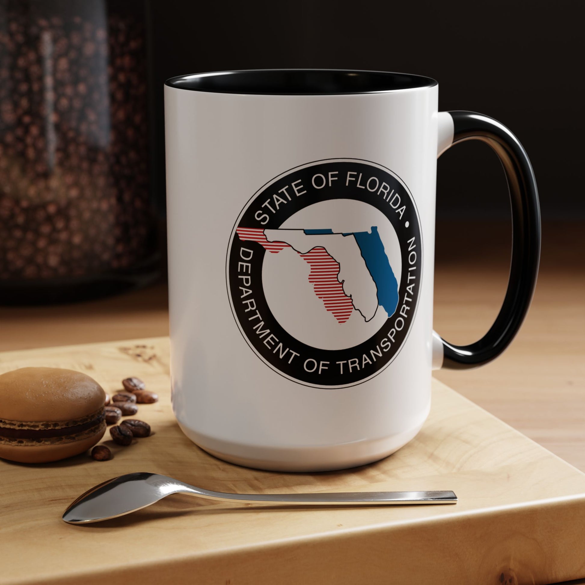 Florida Department of Transportation Coffee Mug - Double Sided Black Accent White Ceramic 15oz by TheGlassyLass.com