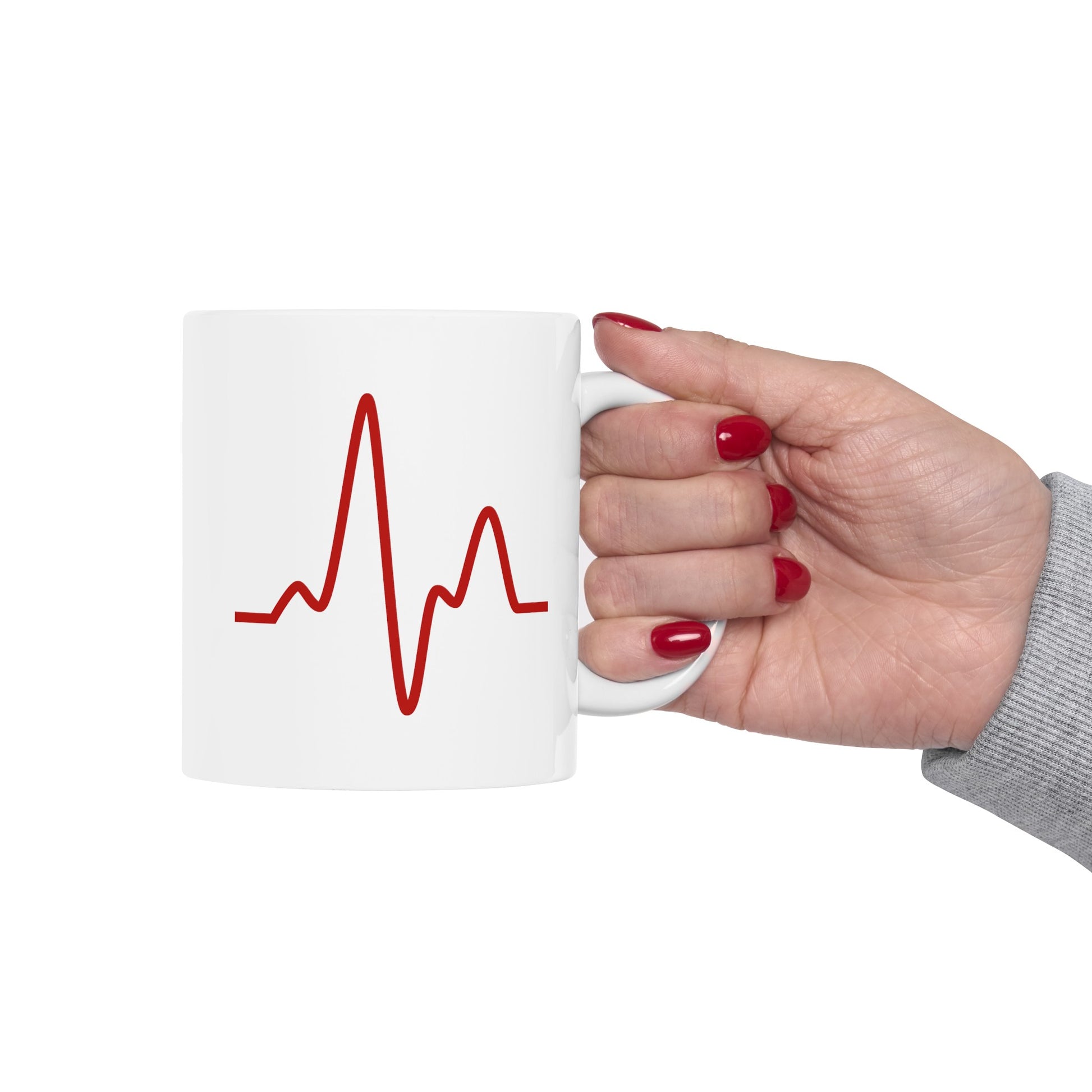 Sine Wave Coffee Mug - Double Sided White Ceramic 11oz by TheGlassyLass.com