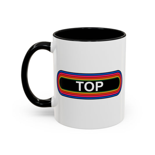 Rainbow TOP Pronouns Coffee Mug - Double Sided Black Accent Ceramic 11oz - by TheGlassyLass.com
