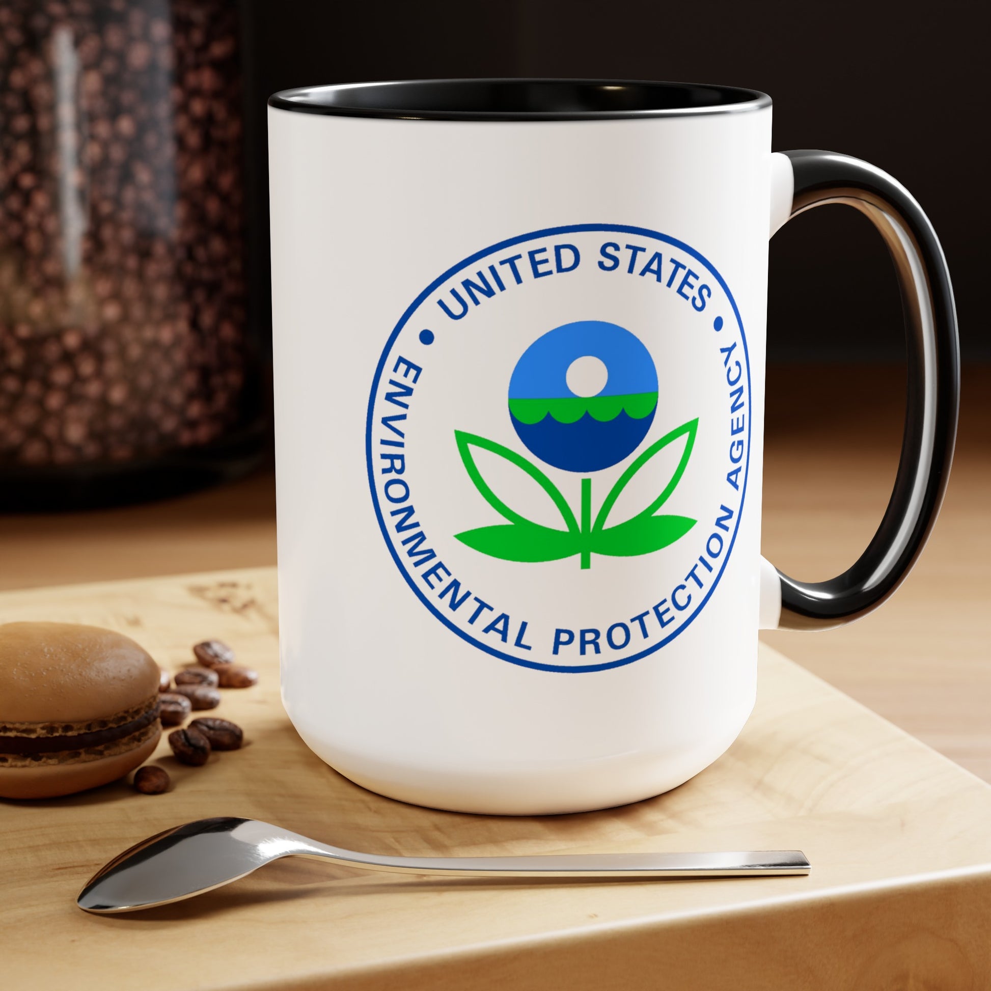 EPA Coffee Mug - Double Sided Black Accent White Ceramic 15oz by TheGlassyLass.com