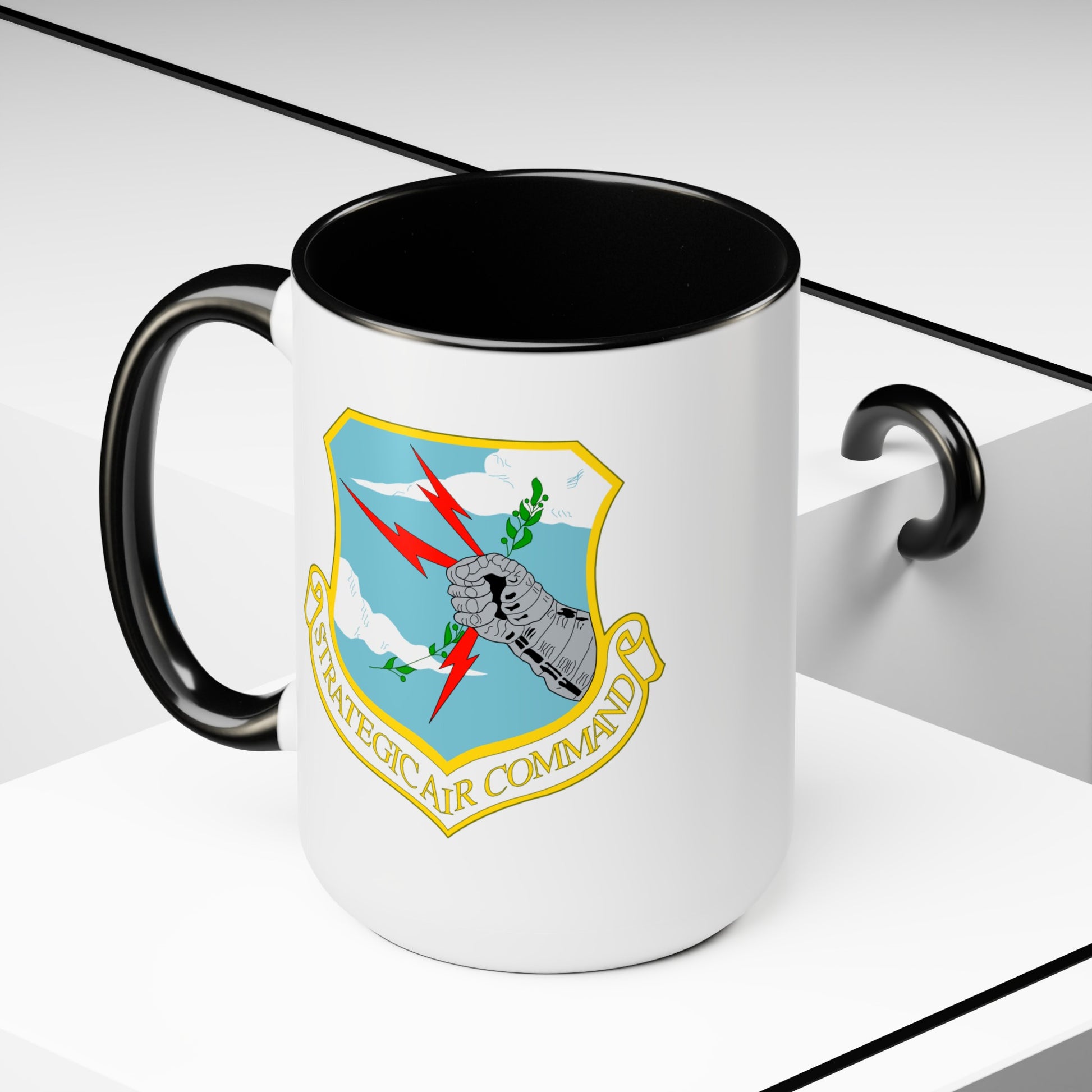 Strategic Air Command Coffee Mug - Double Sided Black Accent White Ceramic 15oz by TheGlassyLass.com