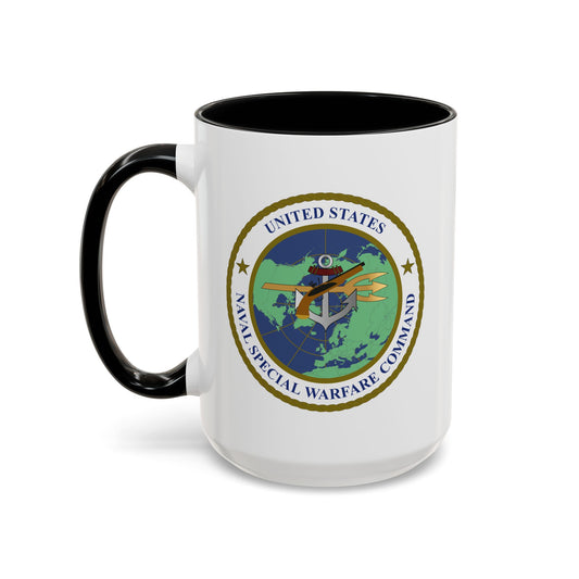 United States Naval Special Warfare Command Coffee Mug - Double Sided Black Accent White Ceramic 15oz by TheGlassyLass.com