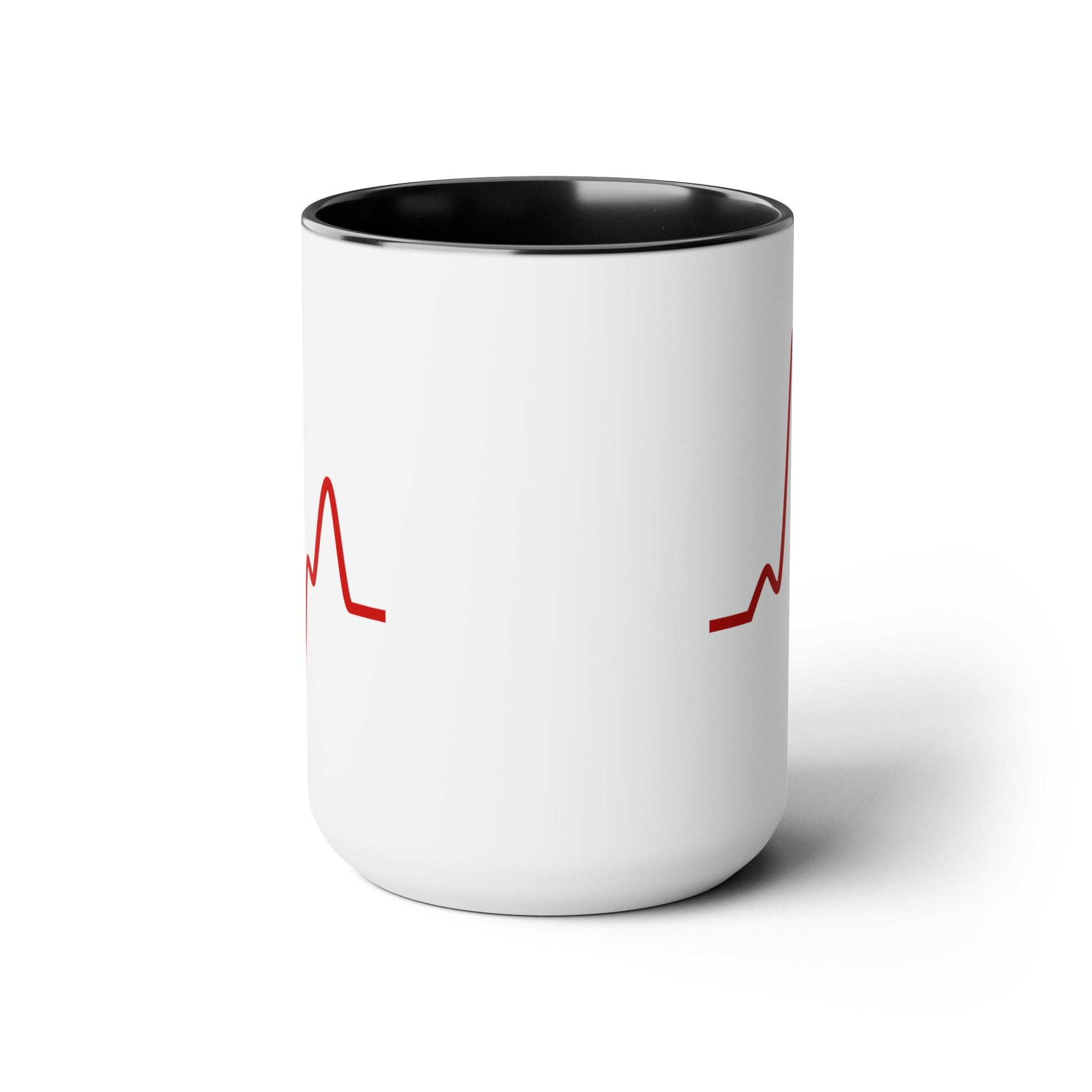 Sine Wave Coffee Mug - Double Sided Black Accent White Ceramic 15oz by TheGlassyLass.com