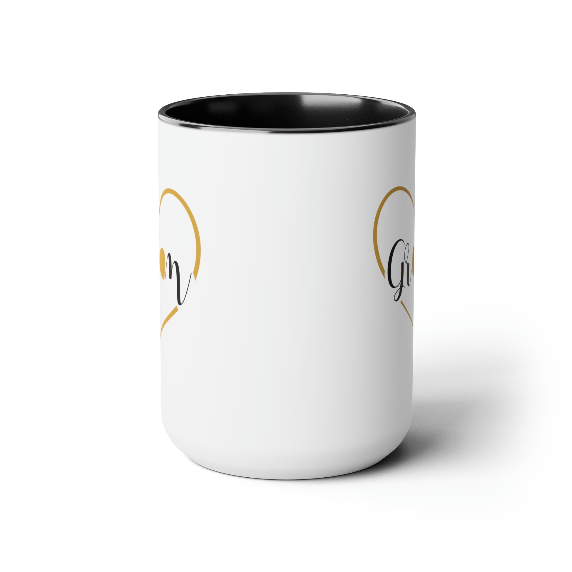 Groom Coffee Mug - Double Sided Black Accent Ceramic 15oz by TheGlassyLass.com