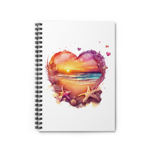 Beach Heart Sunset: Spiral Notebook - Log Books - Journals - Diaries - and More Custom Printed by TheGlassyLass