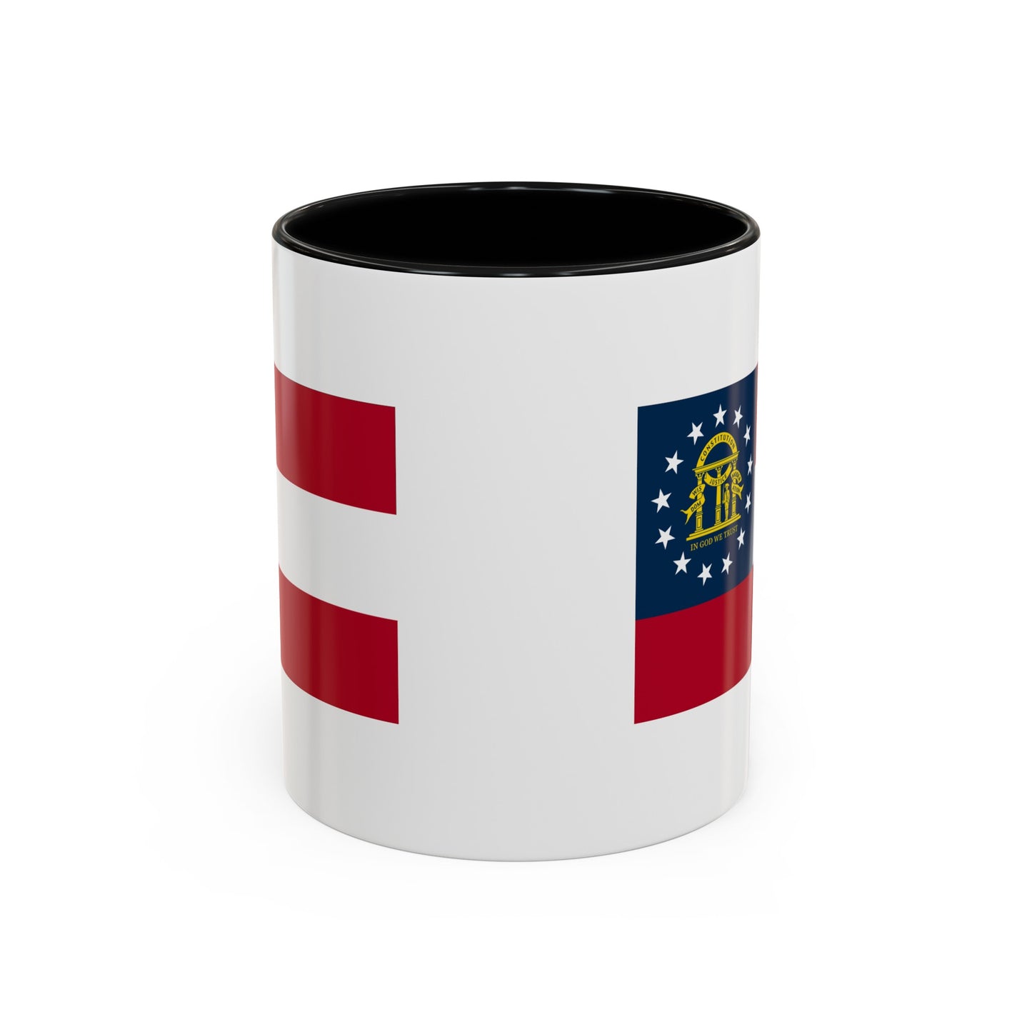 Georgia State Flag - Double Sided Black Accent White Ceramic Coffee Mug 11oz by TheGlassyLass.com