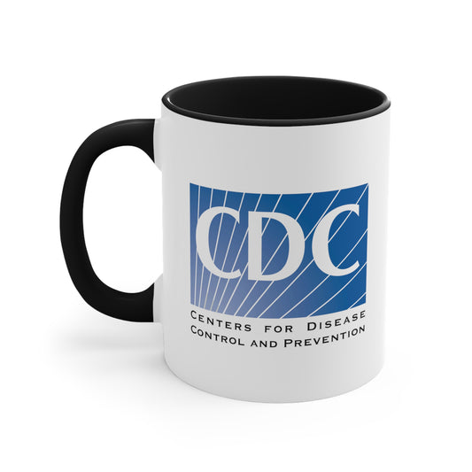 CDC Coffee Mug - Double Sided Black Accent White Ceramic 11oz by TheGlassyLass.com