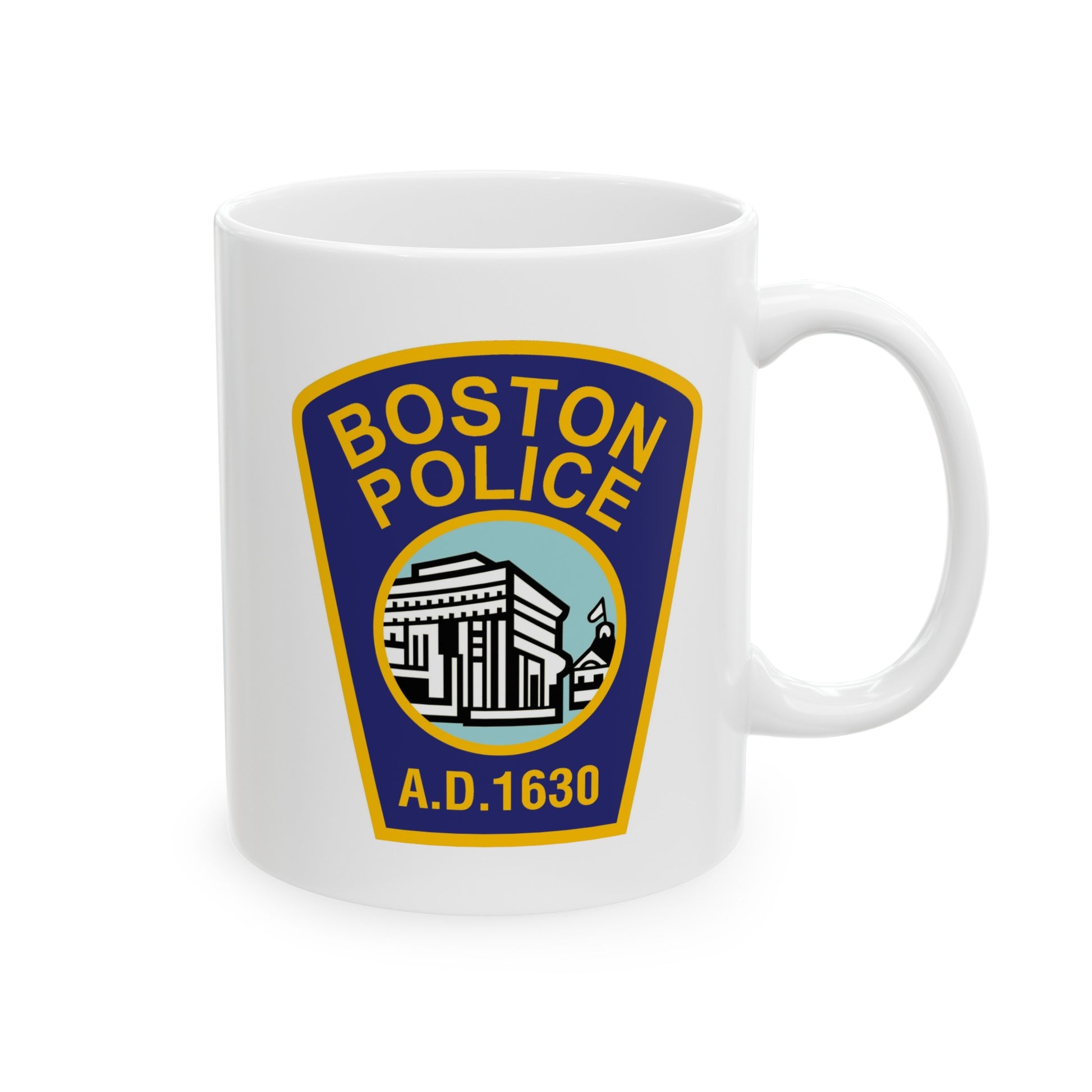Boston Police Coffee Mug - Double Sided White Ceramic 11oz by TheGlassyLass.com