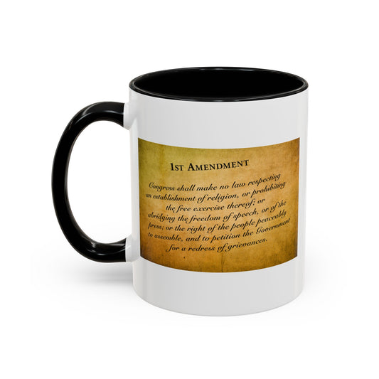 1st Amendment Coffee Mug - Double Sided Black Accent White Ceramic 11oz by TheGlassyLass.com