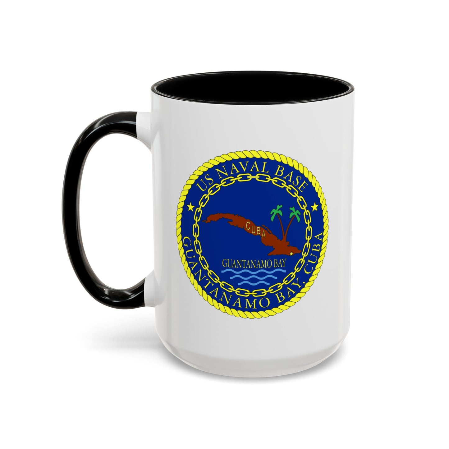 US Naval Base Guantanamo Bay Cuba Coffee Mug - Double Sided Black Accent Ceramic 15oz - by TheGlassyLass.com