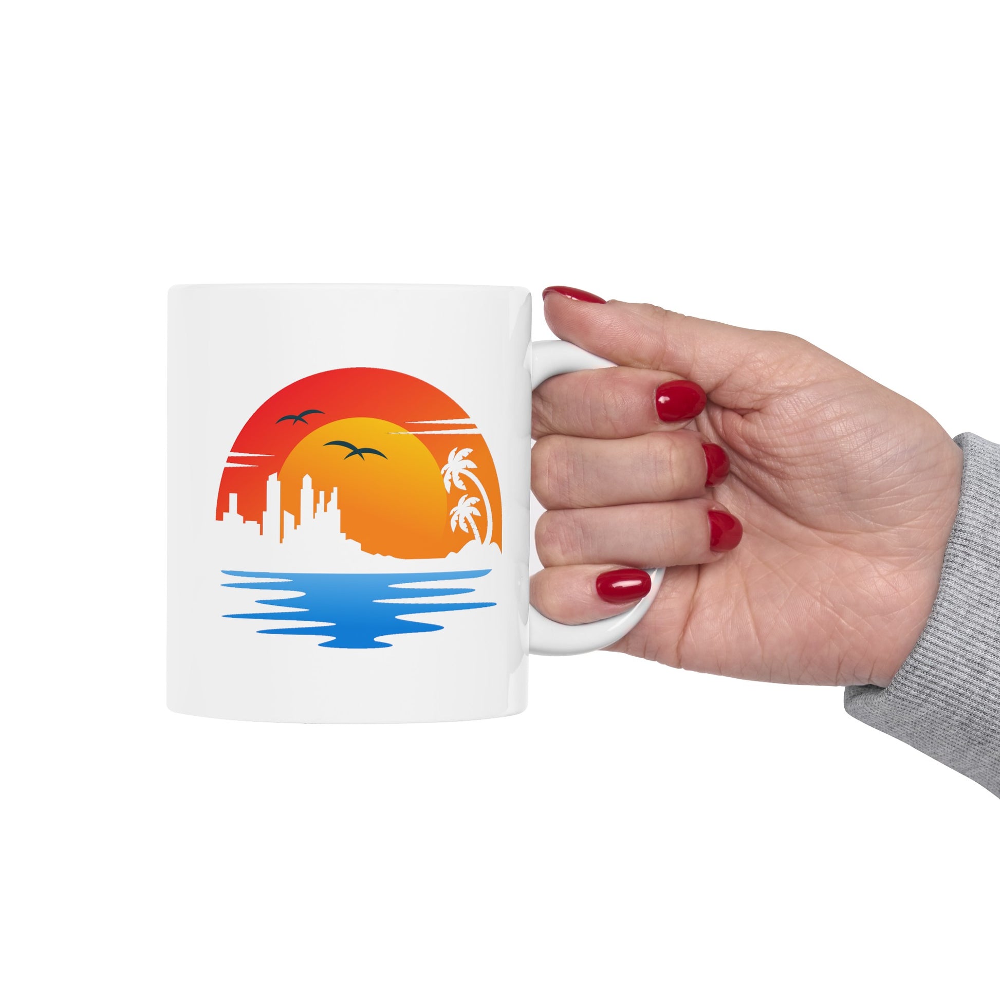 Life's a Beach Coffee Mug - Double Sided White Ceramic 11oz by TheGlassyLass.com