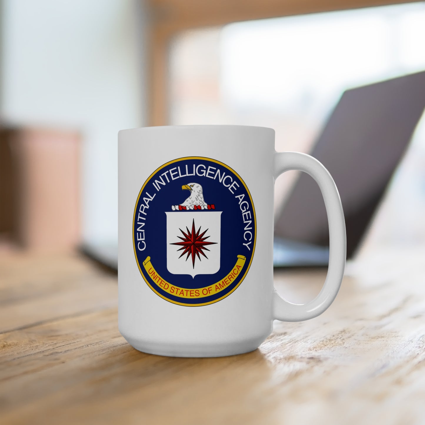 CIA Logo Coffee Mug - Double Sided White Ceramic 15oz by TheGlassyLass.com